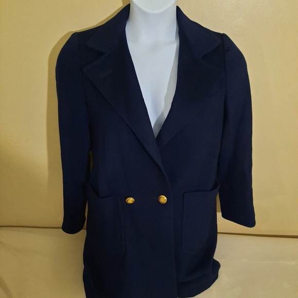 Womens Pea Coat Small Navy Blue Jacket Blazer Wool George David Fashions Mint - Picture 1 of 8
